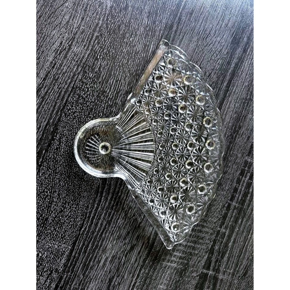 Vintage Anchor Hocking Fan Snack Plate‎ Clear Pressed Glass 1950s–1960s